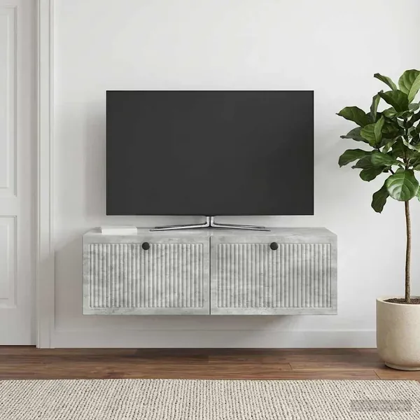 Meuble TV mural Gris béton 98 x 41 x 30 cm Bois d'ingénierie