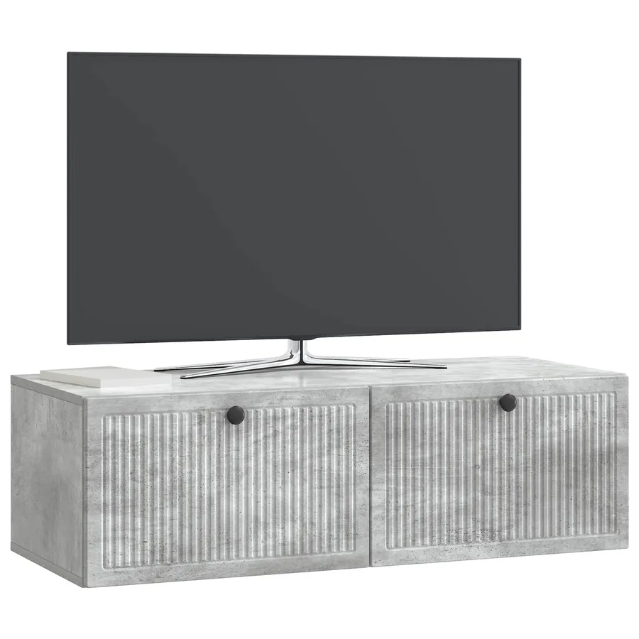 Meuble TV mural Gris béton 98 x 41 x 30 cm Bois d'ingénierie - 3