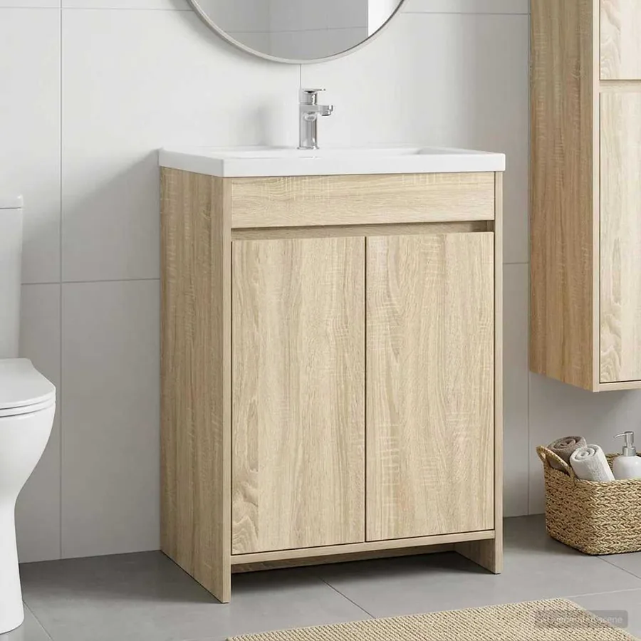 Meuble sous lavabo de salle de bain Chêne Sonoma