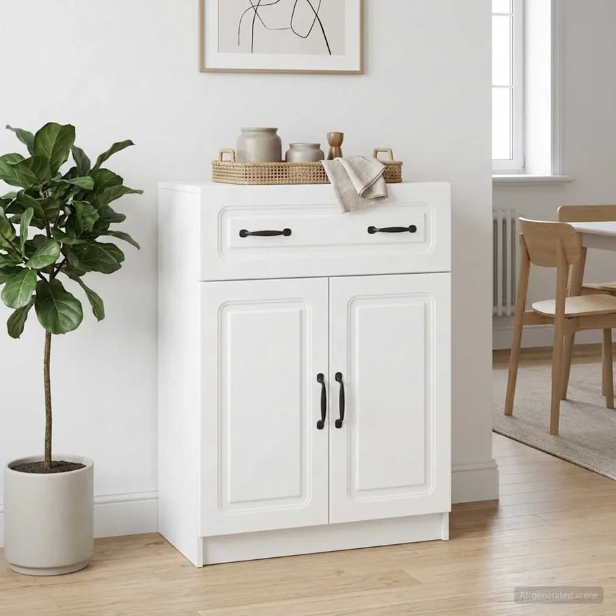Buffet Blanc 66 x 34,5 x 87 cm Bois d'ingénierie