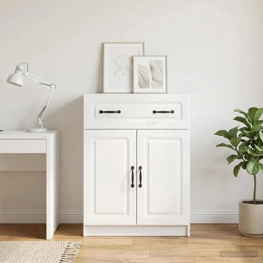 Buffet Blanc 66 x 34,5 x 87 cm Bois d'ingénierie - 4