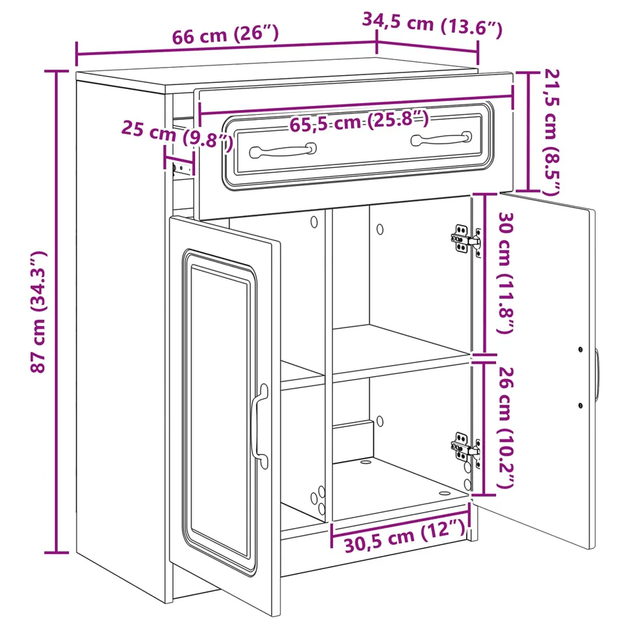 Buffet Blanc 66 x 34,5 x 87 cm Bois d'ingénierie - 8