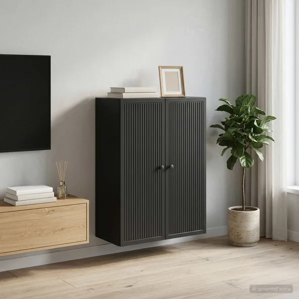 Armoire Murale Noir 66 x 34,5 x 90 cm Bois d'ingénierie