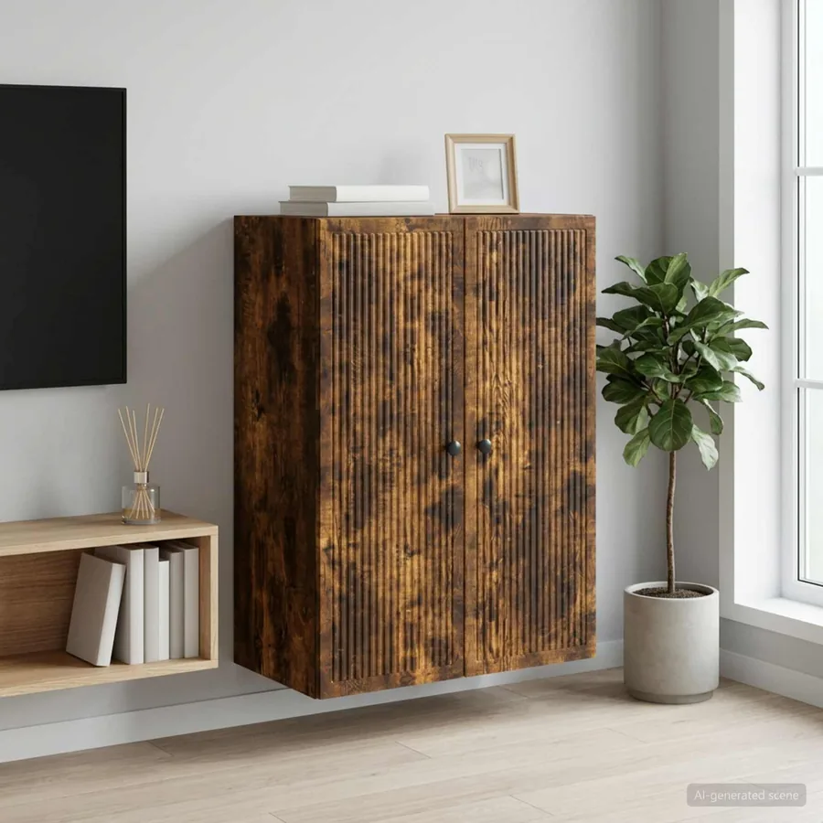 Armoire Murale Chêne fumé 66 x 34,5 x 90 cm Bois d'ingénierie