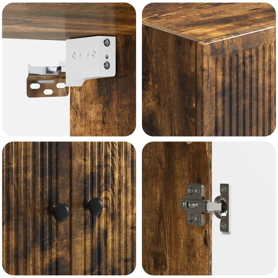 Armoire Murale Chêne fumé 66 x 34,5 x 90 cm Bois d'ingénierie - 7