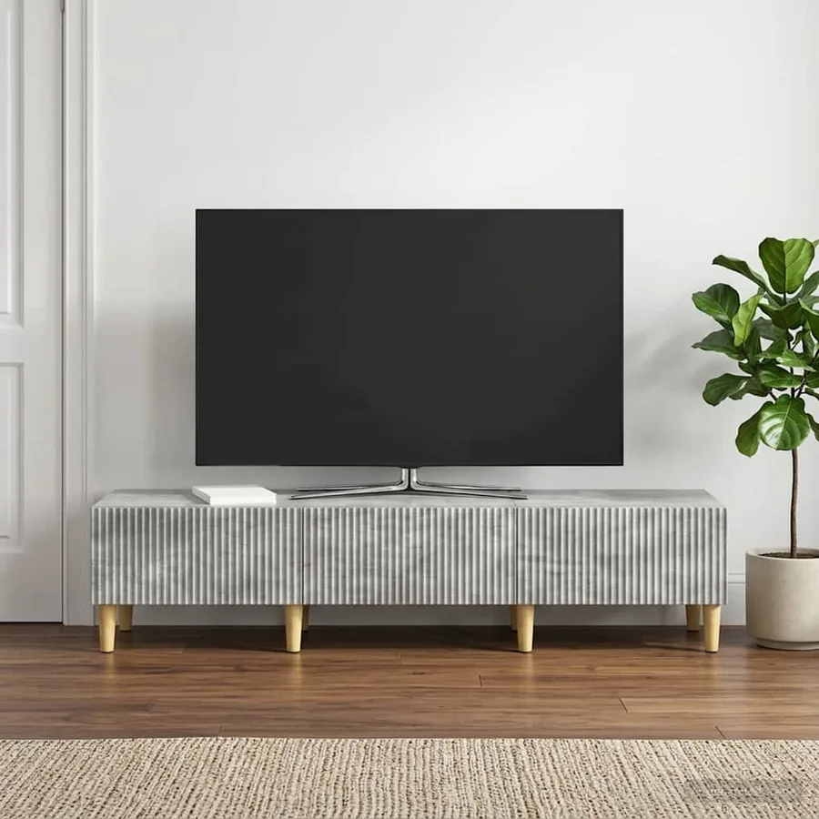 Meuble TV Gris béton 147 x 34,5 x 30 cm Bois d'ingénierie - 4