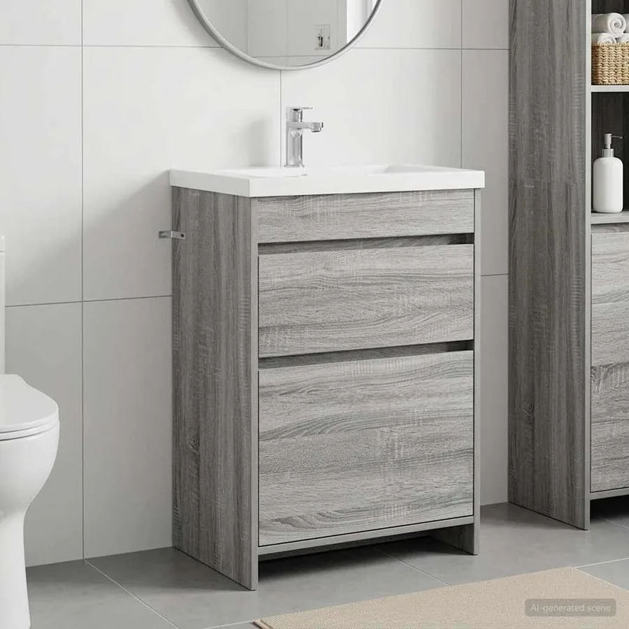 Meuble sous lavabo de salle de bain Sonoma gris