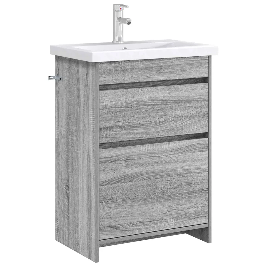 Meuble sous lavabo de salle de bain Sonoma gris - 3