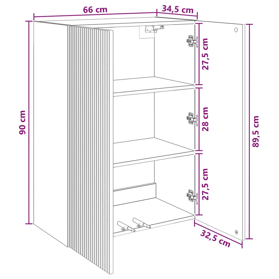 Armoire Murale 66 x 34,5 x 90 cm Bois d'ingénierie Blanc - 8