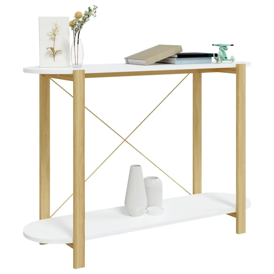 Table console Blanc 110x38x75 cm Bois d'ingénierie - 4