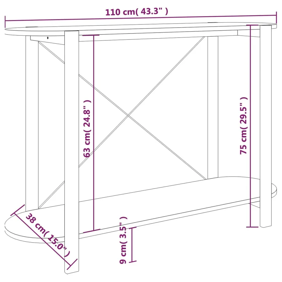 Table console Blanc 110x38x75 cm Bois d'ingénierie - 7
