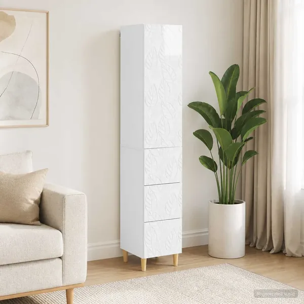 Ensemble de Meubles 2 pcs Blanc brillant 33 x 34,5 x 90 cm