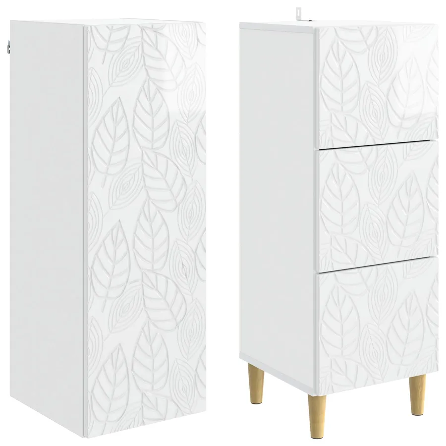 Ensemble de Meubles 2 pcs Blanc brillant 33 x 34,5 x 90 cm - 4
