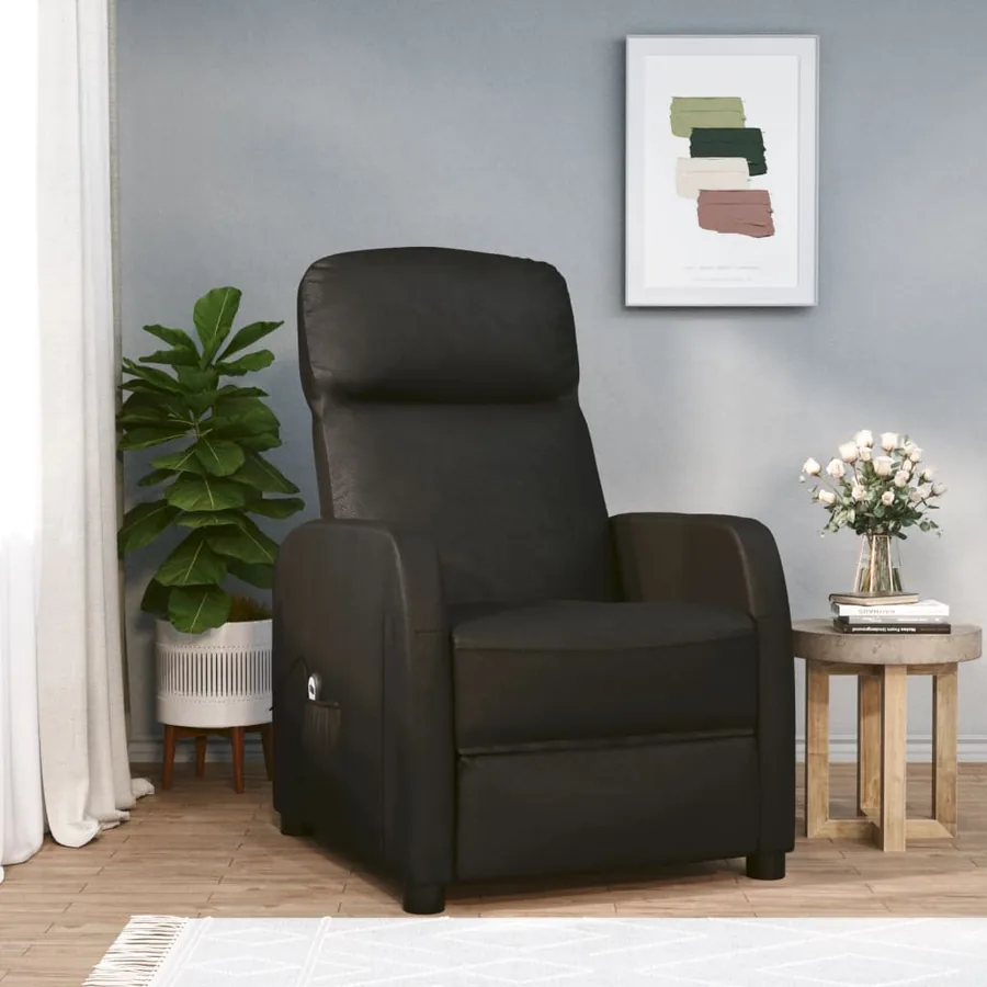 Fauteuil inclinable électrique Noir Similicuir
