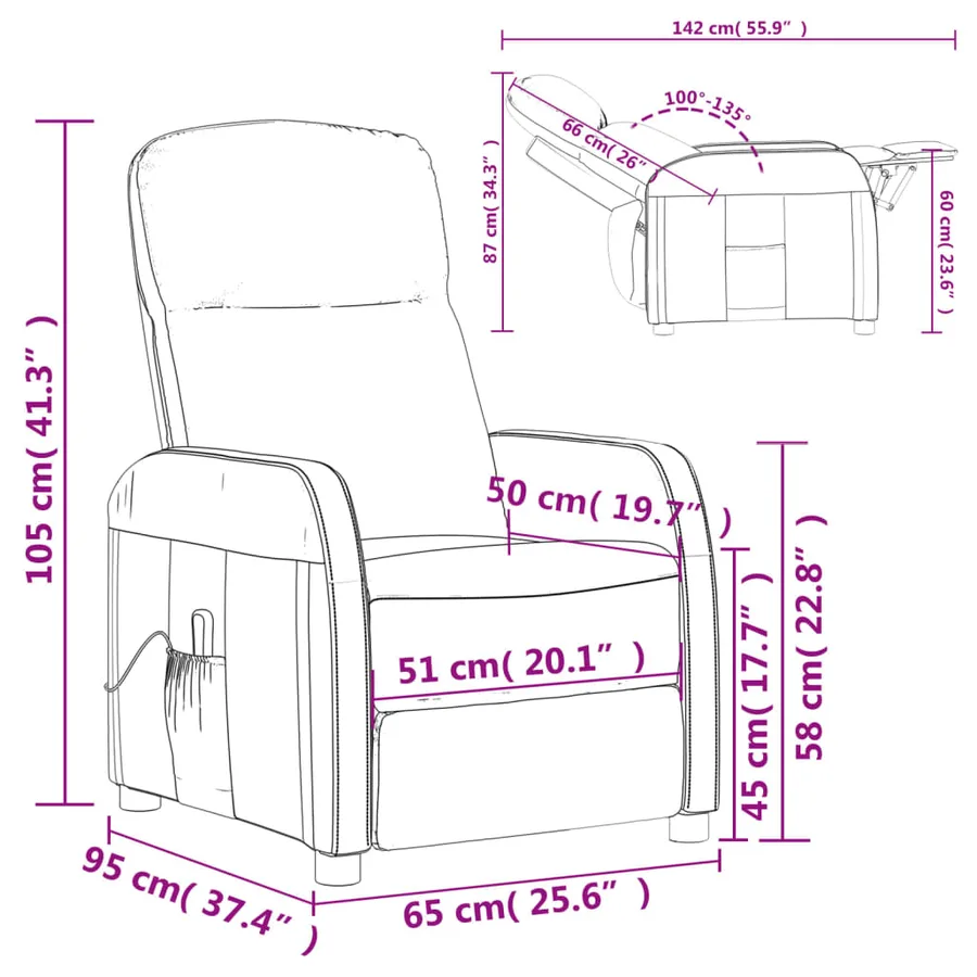 Fauteuil inclinable électrique Noir Similicuir - 12