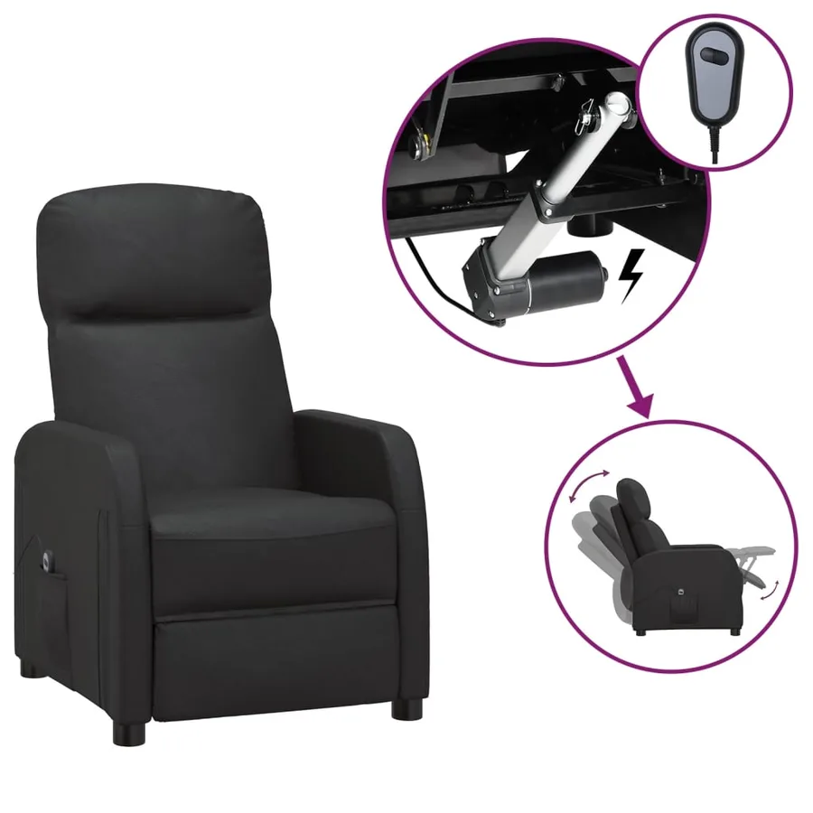 Fauteuil inclinable électrique Noir Similicuir - 2