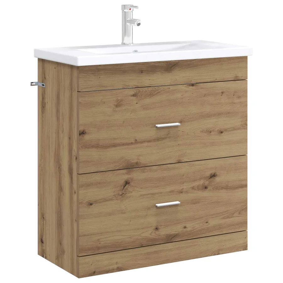 Meuble sous lavabo de salle de bain Chêne artisanal - 3