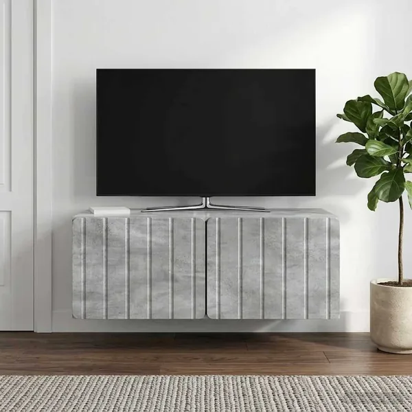 Meuble TV mural 78,5 x 41 x 30 cm Gris béton Bois d'ingénierie