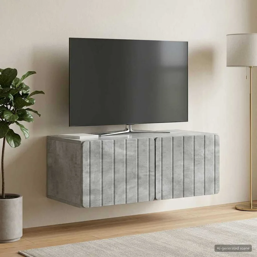 Meuble TV mural 78,5 x 41 x 30 cm Gris béton Bois d'ingénierie - 4