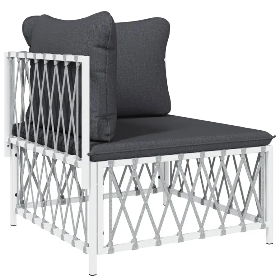 Salon de jardin avec coussins 2 pcs blanc acier - 4