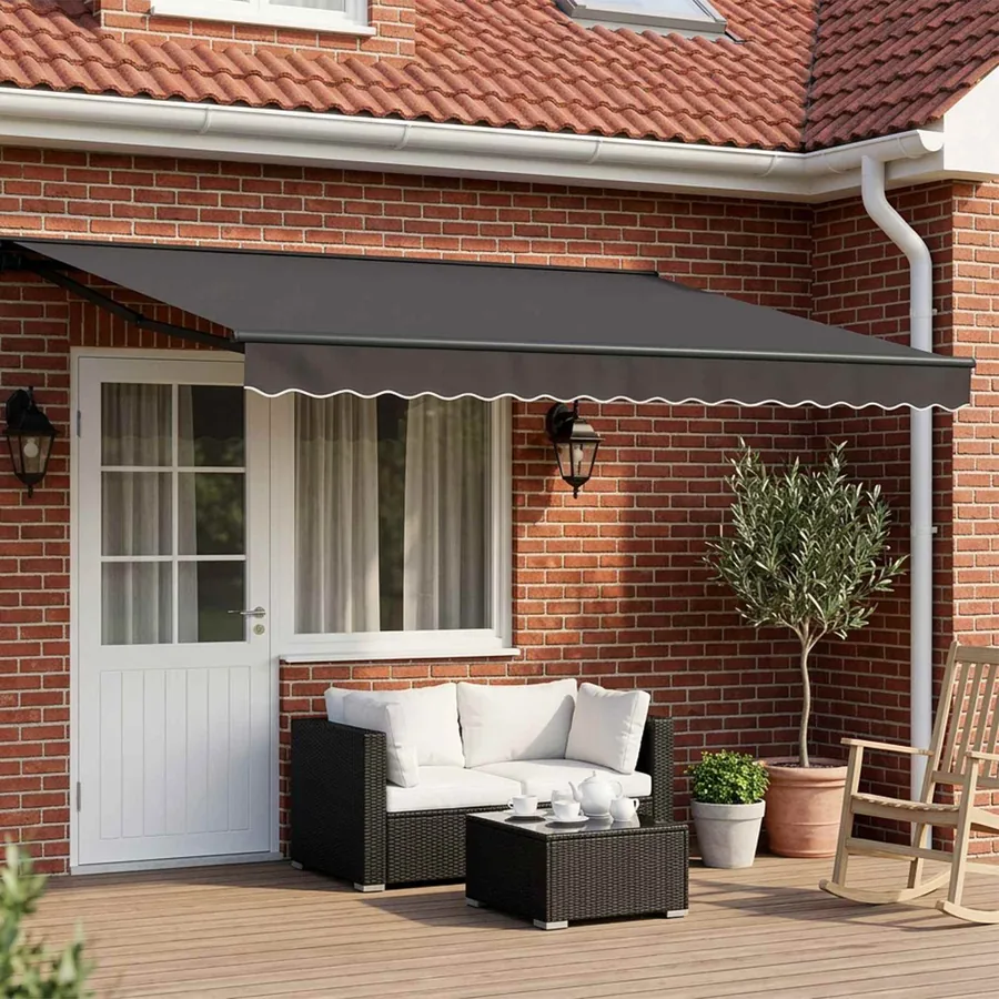 Auvent rétractable manuel Anthracite 4 × 3,5 m