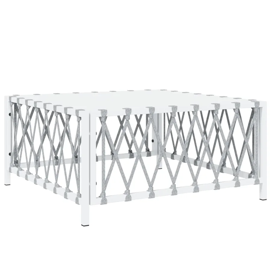 Salon de jardin 7 pcs avec coussins blanc acier - 6