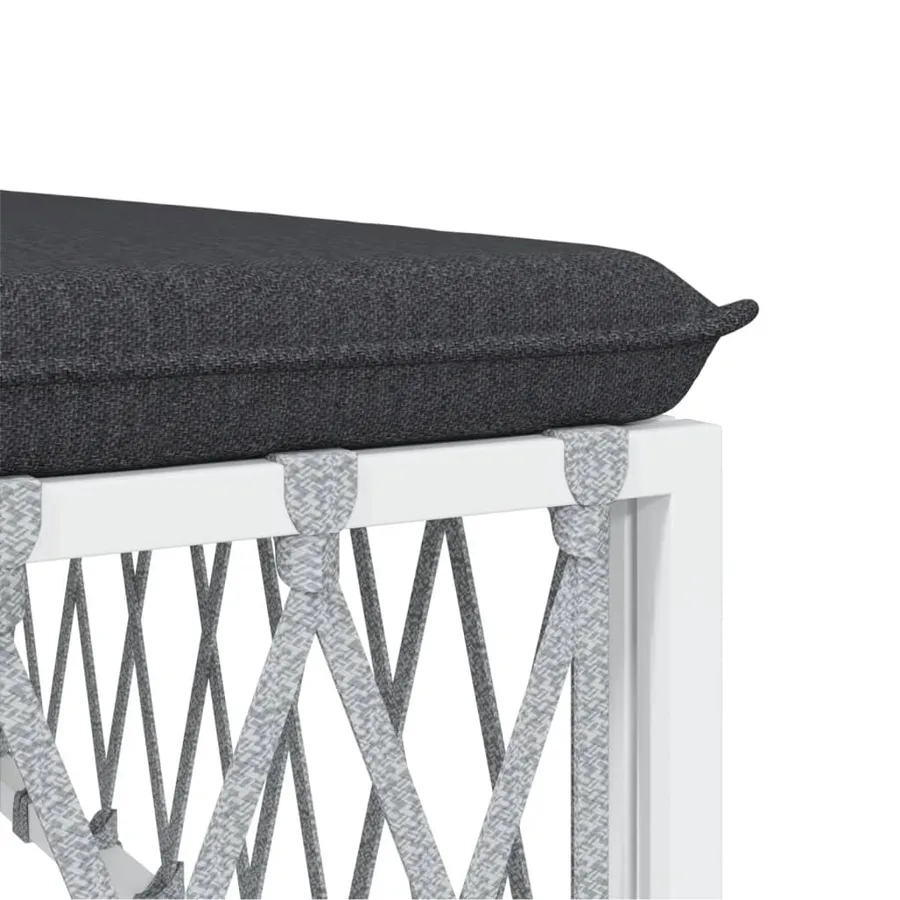 Salon de jardin 7 pcs avec coussins blanc acier - 7