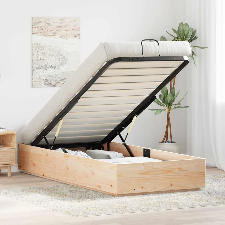 Cadre de lit ottoman avec rangement Naturel 80 x 200 cm