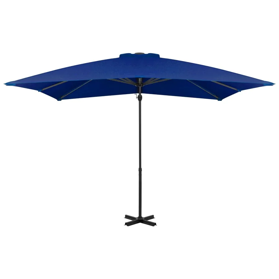 Parasol de jardin en porte-à-faux mât en aluminium bleu azuré - 2