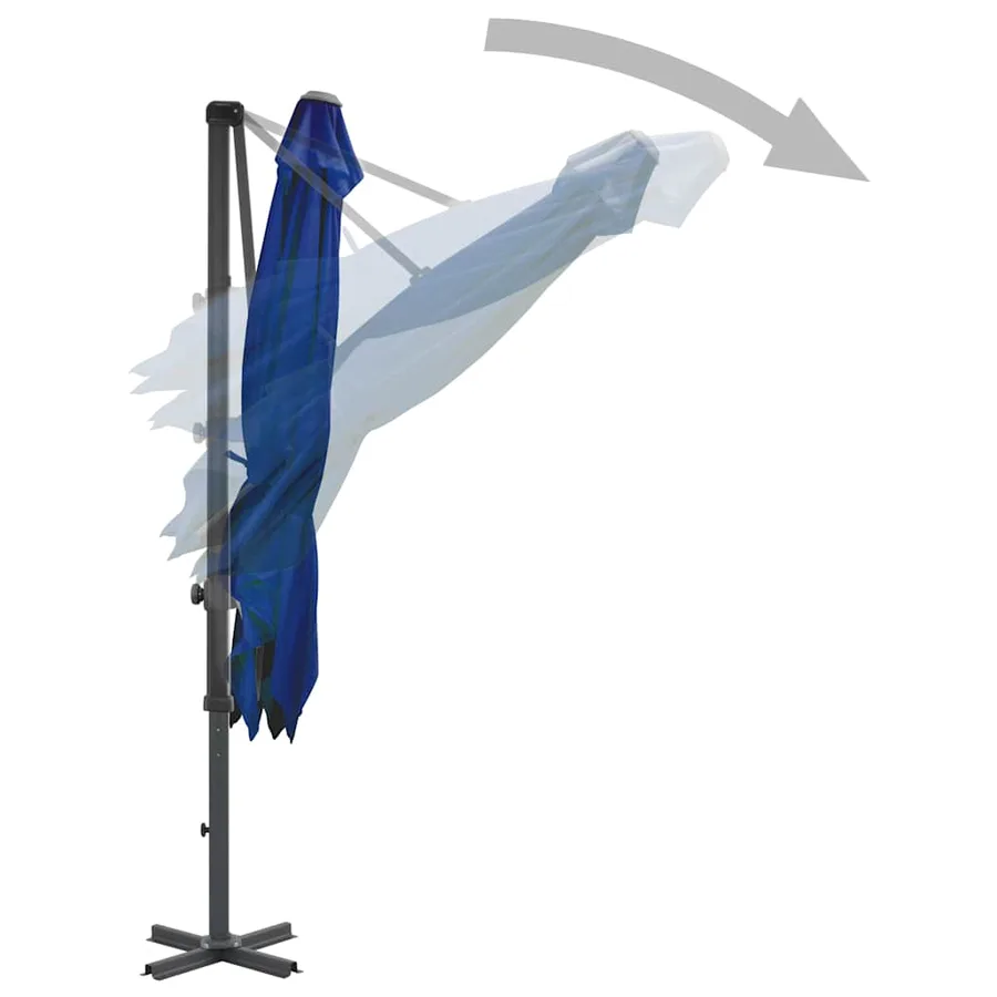 Parasol de jardin en porte-à-faux mât en aluminium bleu azuré - 4