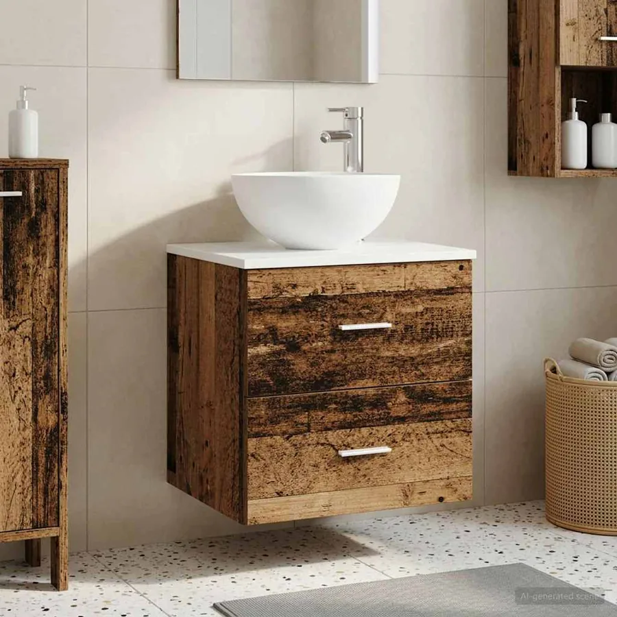 Meuble lavabo mural Bois ancien 49,5 x 35 x 63 cm