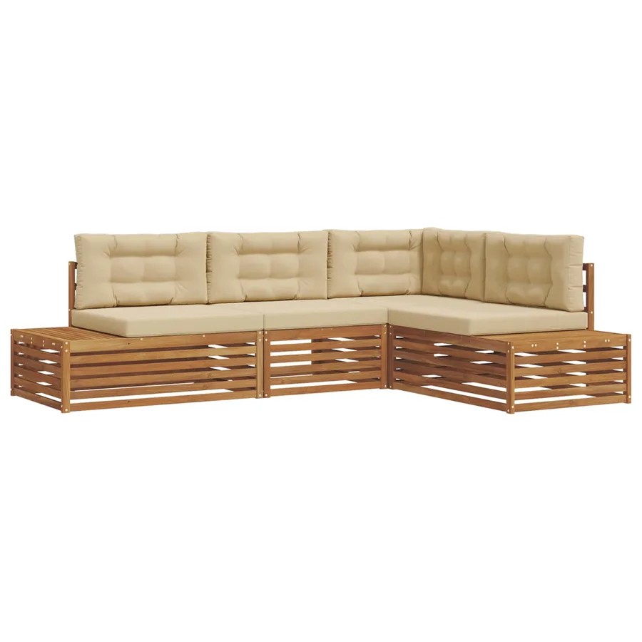 Ensemble de canapés d'extérieur 4 Pièce Naturel et Beige - 2