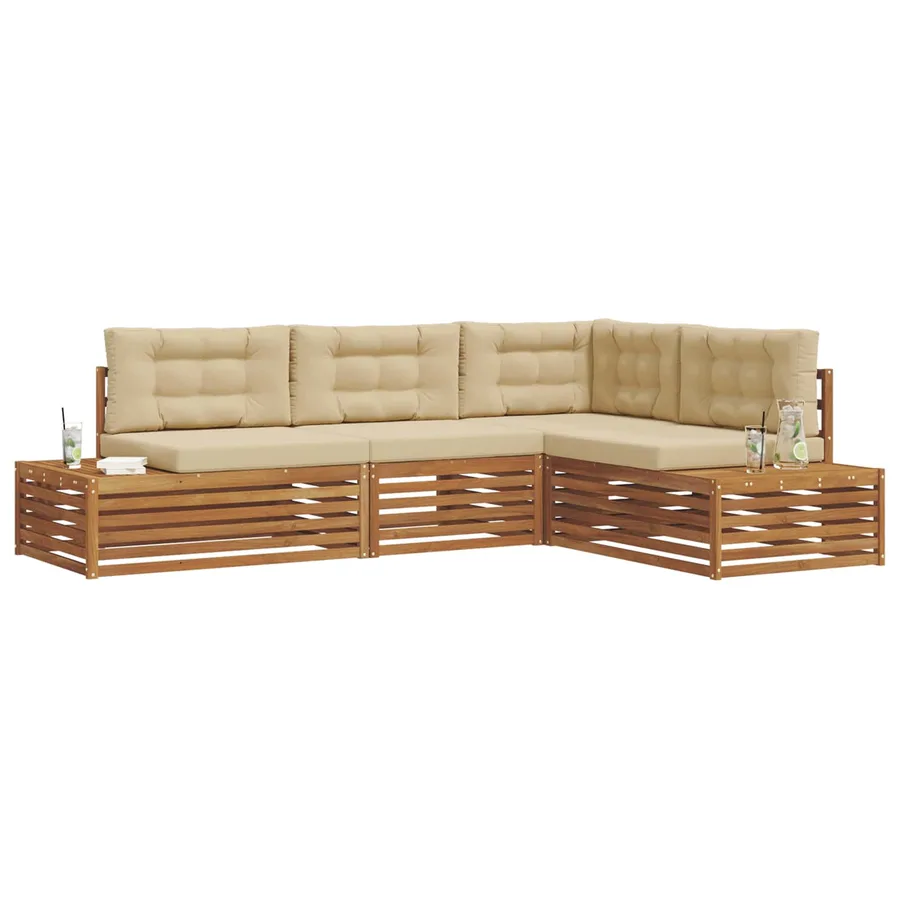 Ensemble de canapés d'extérieur 4 Pièce Naturel et Beige - 3