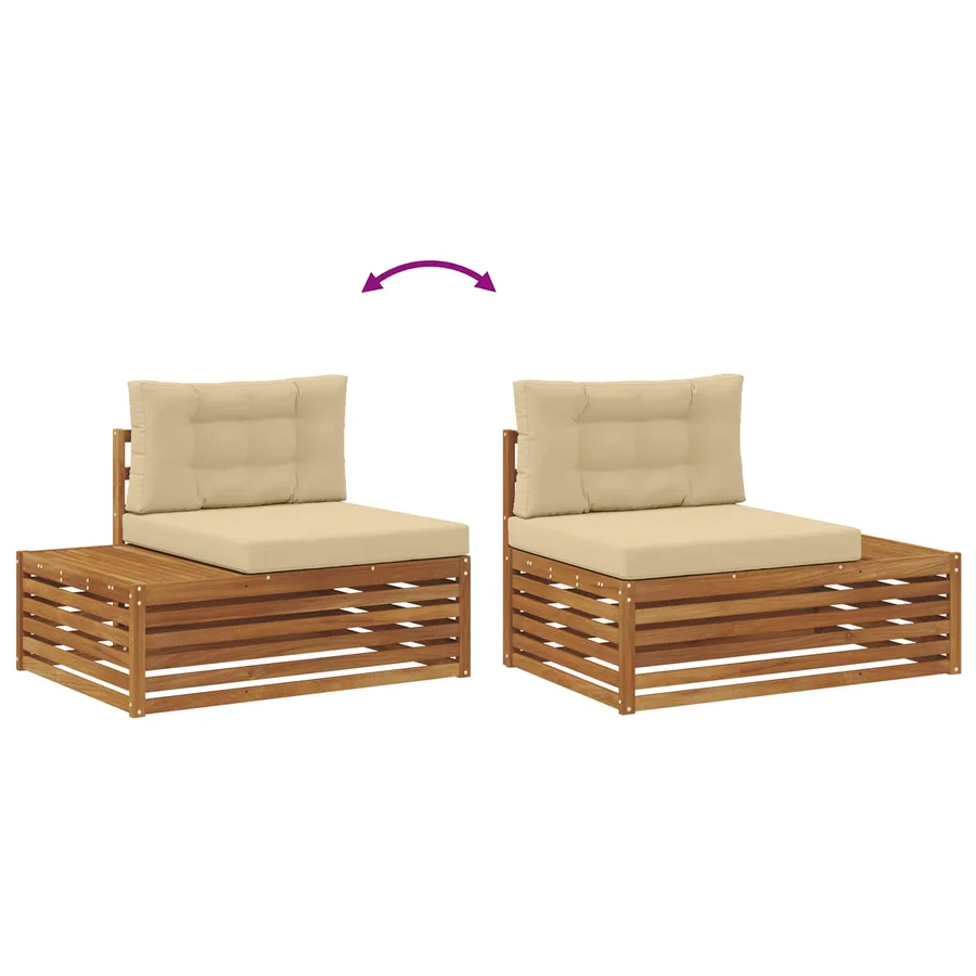 Ensemble de canapés d'extérieur 4 Pièce Naturel et Beige - 9
