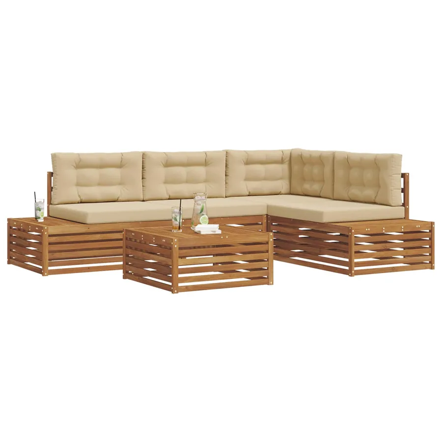 Ensemble de canapés d'extérieur 5 Pièce Naturel et Beige - 3