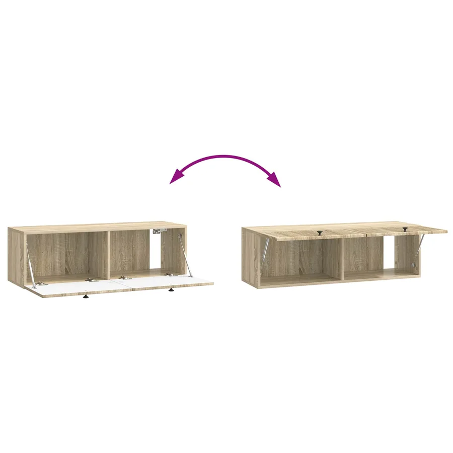 Meuble TV mural Chêne Sonoma 98 x 31 x 30 cm Bois d'ingénierie - 10