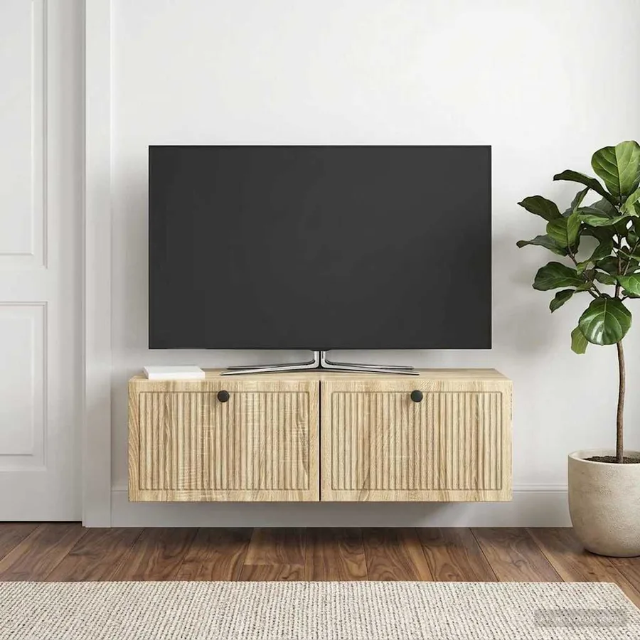 Meuble TV mural Chêne Sonoma 98 x 31 x 30 cm Bois d'ingénierie - 4