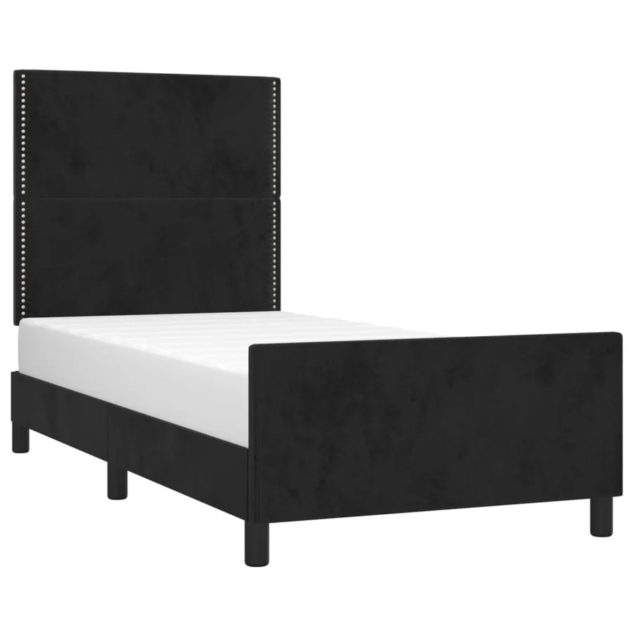 Cadre de lit sans matelas noir 100x200 cm velours - 3
