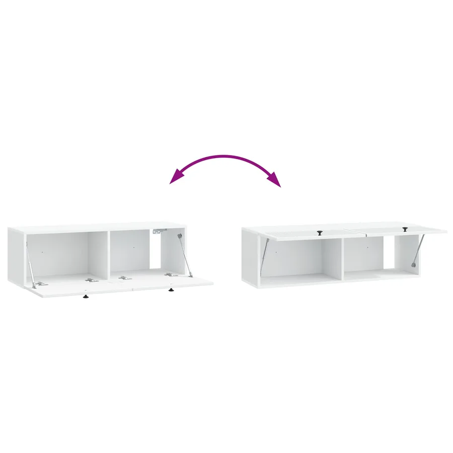 Meuble TV mural Blanc 98 x 31 x 30 cm Bois d'ingénierie - 10