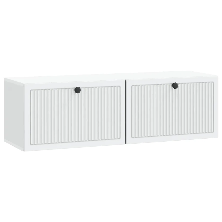 Meuble TV mural Blanc 98 x 31 x 30 cm Bois d'ingénierie - 2