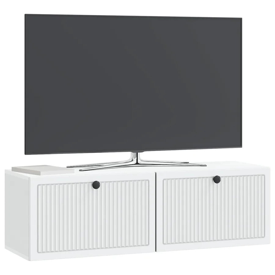 Meuble TV mural Blanc 98 x 31 x 30 cm Bois d'ingénierie - 3