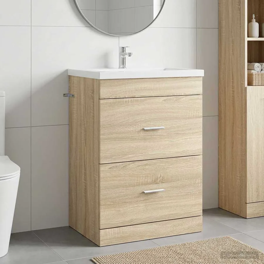 Meuble sous lavabo de salle de bain Chêne Sonoma
