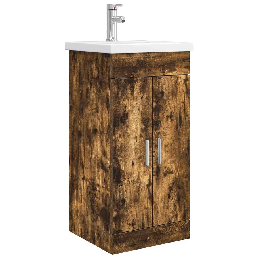 Meuble de salle de bain avec évier Chêne fumé 42 x 40 x 84,5 cm - 2