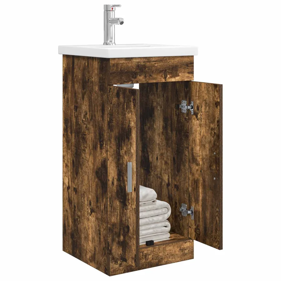Meuble de salle de bain avec évier Chêne fumé 42 x 40 x 84,5 cm - 3