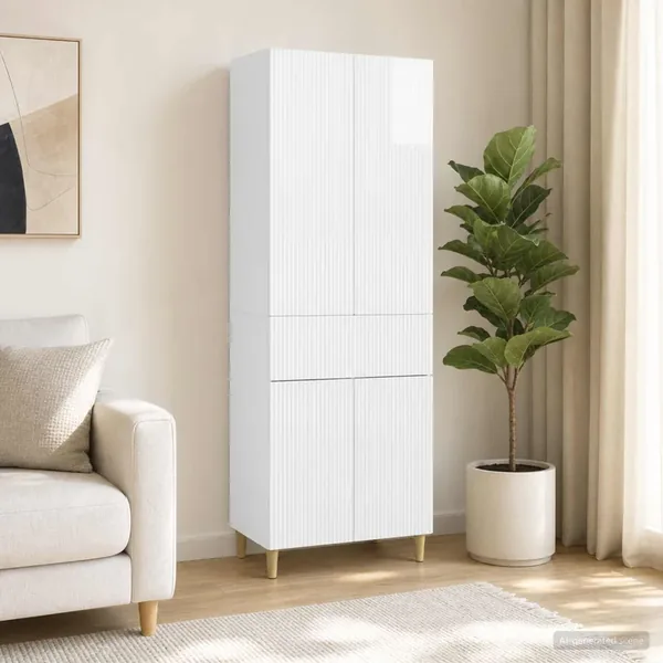 Ensemble de Meubles 2 pcs Blanc brillant 66 x 34,5 x 90 cm