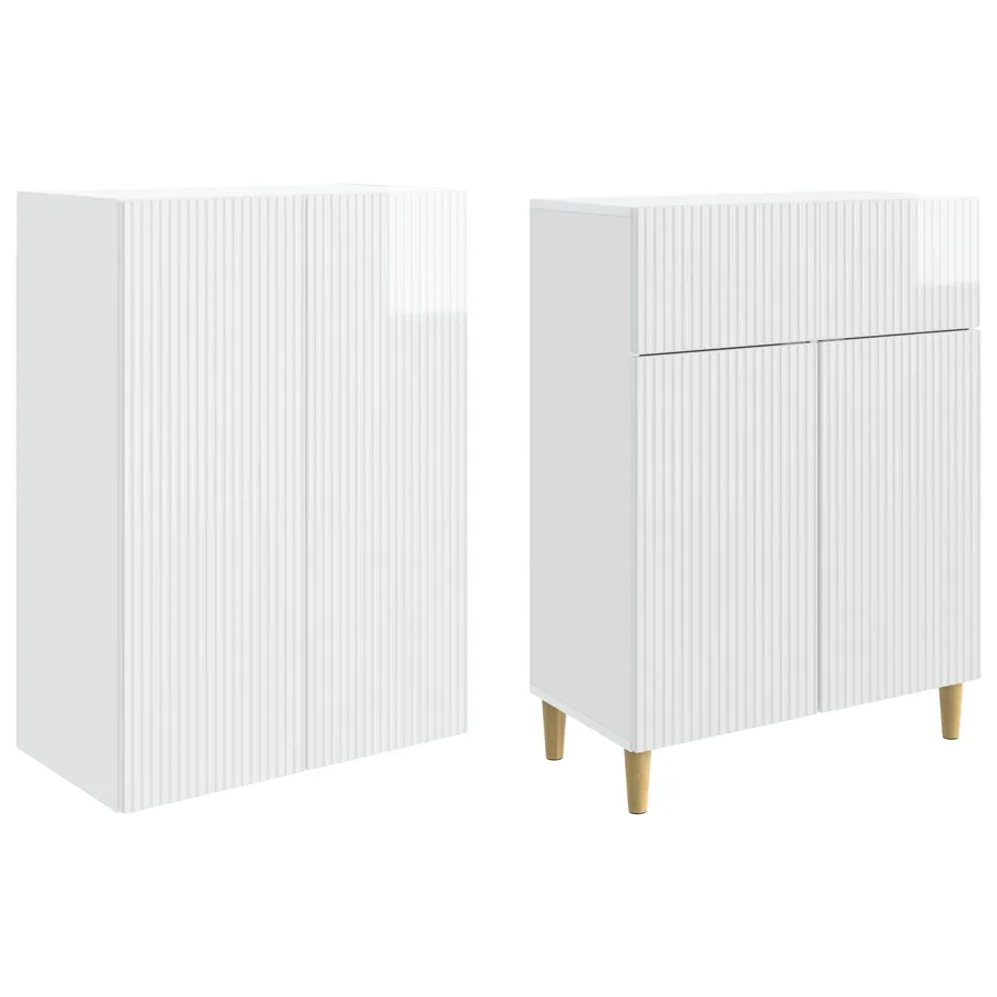 Ensemble de Meubles 2 pcs Blanc brillant 66 x 34,5 x 90 cm - 4