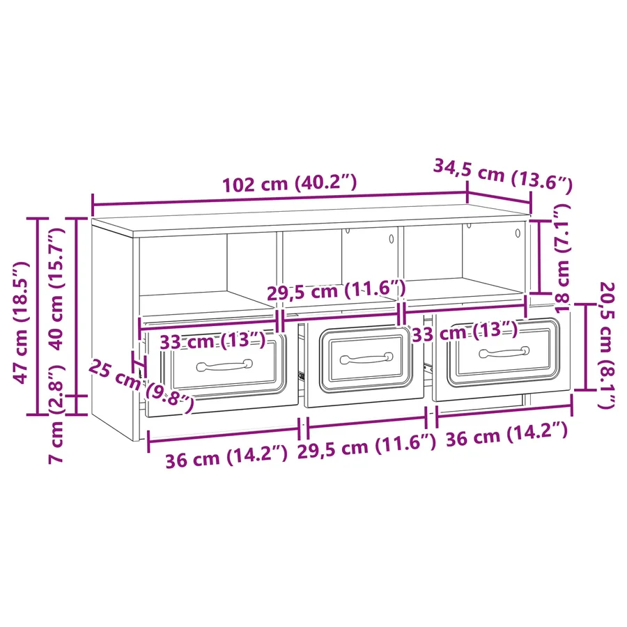 Meuble TV Blanc brillant 102 x 34,5 x 47 cm Bois d'ingénierie - 11