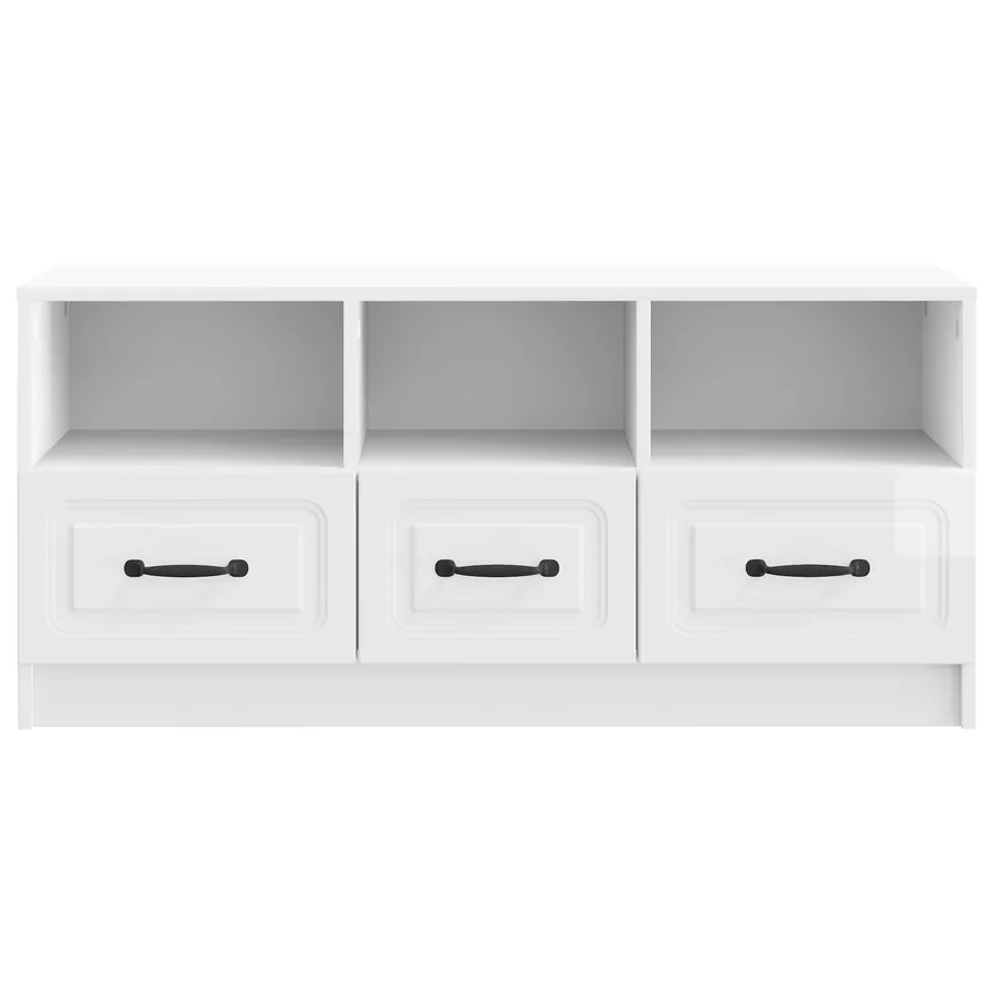 Meuble TV Blanc brillant 102 x 34,5 x 47 cm Bois d'ingénierie - 6