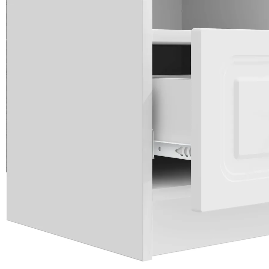 Meuble TV Blanc brillant 102 x 34,5 x 47 cm Bois d'ingénierie - 9