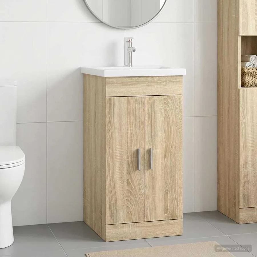 Meuble de salle de bain avec évier Chêne Sonoma